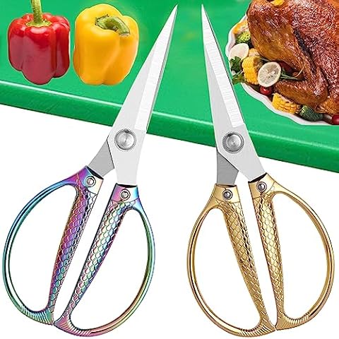 Kitchen Scissors 2 Pack,ANDONG Kitchen Shears Heavy Duty Poultry Shears Meat Scissors,Stainless Steel All Purpose Ultra Sharp Utility Scissors Dishwasher Safe,Cooking Scissors For Food,Fish,Turkey Cover