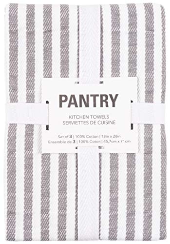 KAF Home Premium Kitchen Towels (18" x 28"), Large 100% Cotton, Flat & Terry Absorbent Dish Towel Set (Dark Gray, 6 Pack)