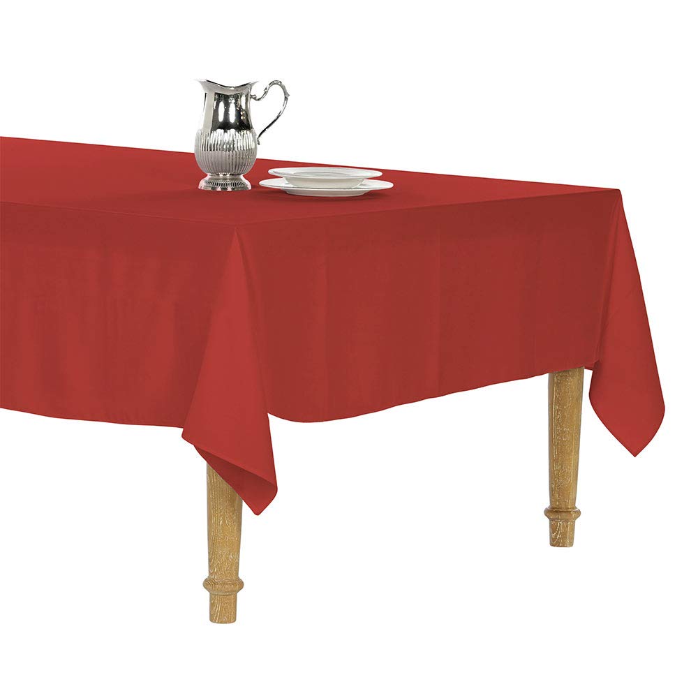 Party Social Colored Tablecloth, Scarlett Red 250 x 140, Rectangular Polyester Blend for Catering, Events, Dinner Parties, Weddings, Buffet Table or Home Dining, Washable Table Cloth
