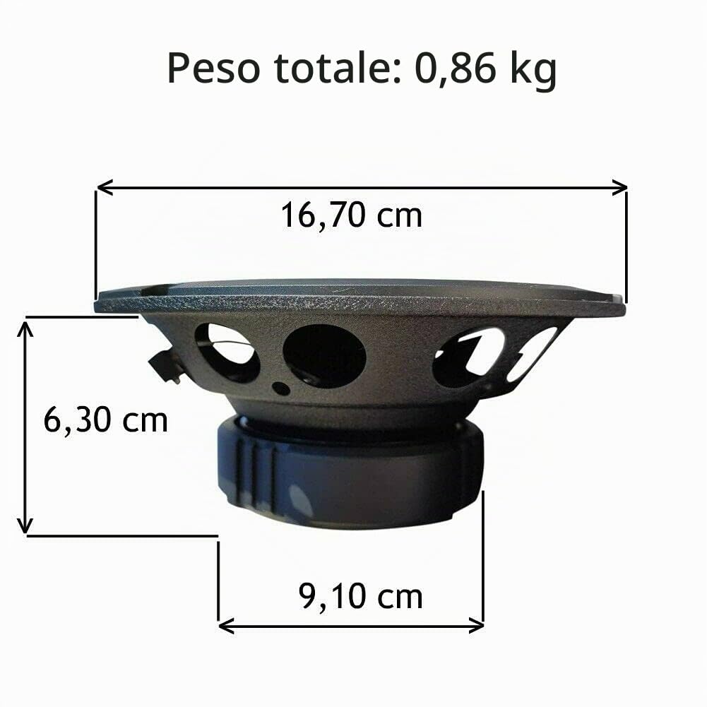 2 ALTOPARLANTI PHONOCAR EVOLUTION 02616 coassiali 2 vie da 16,5 cm 165 mm 6,5" di diametro da 50 watt rms e 120 watt max 4 ohm 92 db spl auto, a coppia
