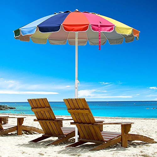 Yescom 6 ft Metal Rainbow Beach Patio Umbrella 16 Rib Tilt Market Table