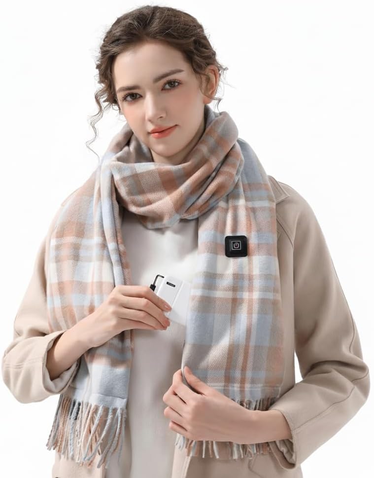 Heated Scarf for Women Men, Eletric Heated Scarf with Rechargeable Battery 5000mAh, Ideal Gift for Christmas