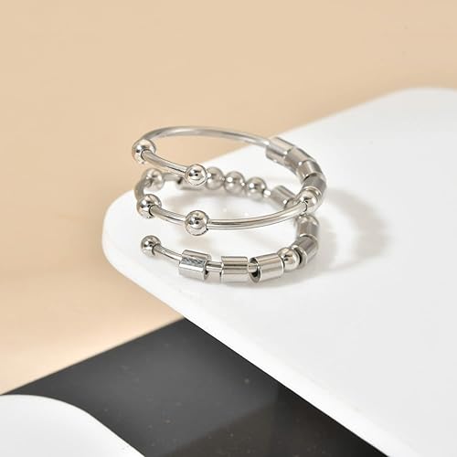 Miniatura 2 de Anillos de código morse para mujer, anillo giratorio de acero inoxidable, anillos para ansiedad, anillo de código morse, regalos inspiradores,