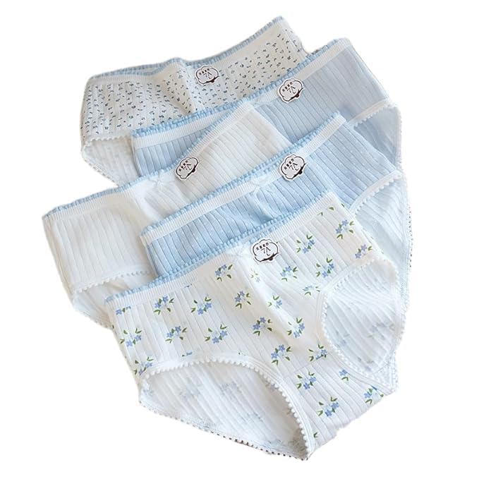 Women's Cotton Printed Panties, Floral and Vertical Striped Pattern, Cozy Fit, Breathable Ribbed Underwear for Everyday Use-picture-15