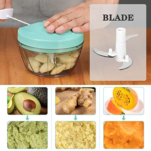 Image of Manual Food Chopper Vegetable Cutter, Cambom Chopper Hand String Vegetable Chopper Onions Cutter for Vegetable Fruits Nuts Durable BPA Free Food Safe Material (2 Cup-SolfBlue)