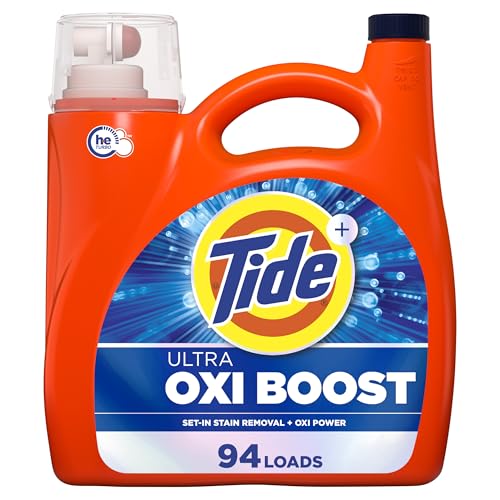 Tide Ultra Oxi Boost Liquid Laundry Detergent, 132 fl oz, 94 Loads, Advanced Stain Remover, Laundry Detergent Liquid with Extra Oxi Power (Packaging May Vary)
