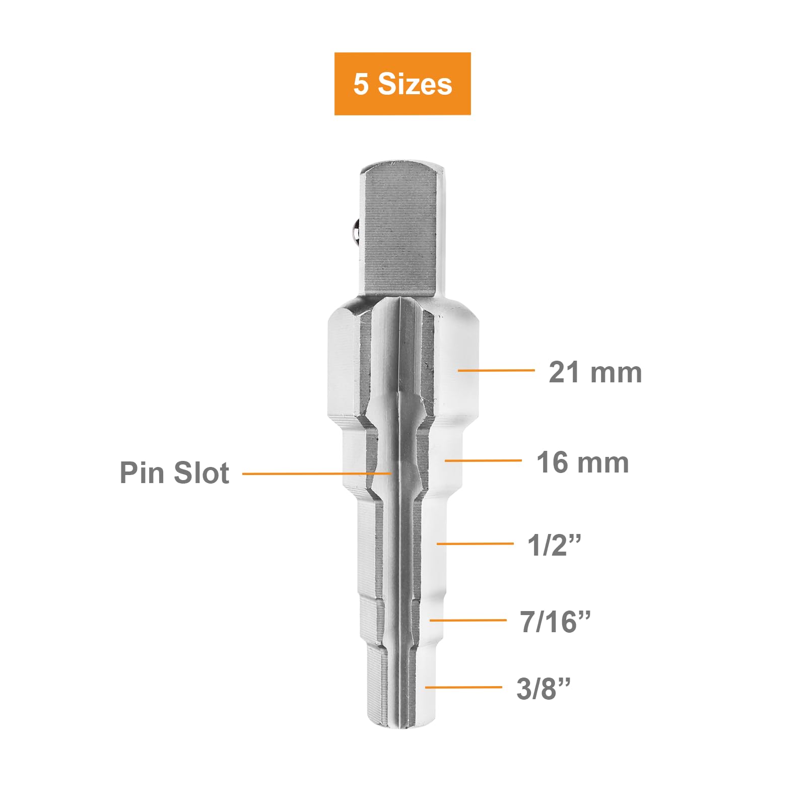 MACHOMAN 5-stufiger Heizkörper-Steckschlüssel – 1/2 Zoll Vierkant & 22 Mm Schraubenschlüssel, Chrom-Vanadium