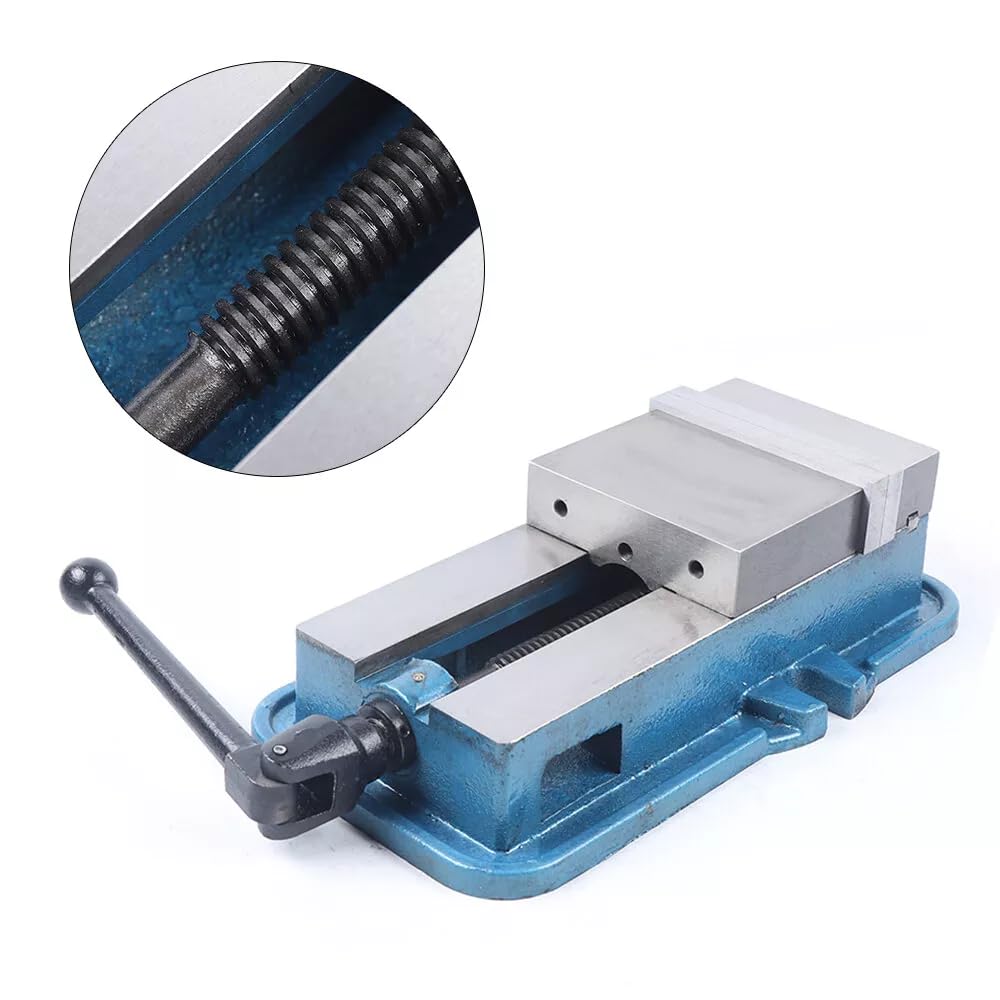 Tornillo de banco de 6 pulgadas, diseño fijo en ángulo, de alta precisión, mordazas de sujeción intercambiables, fácil de usar, robusta pinza para máquina de milladora (azul)