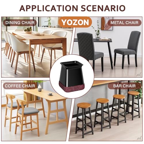 Image of Chair Leg Floor Protectors Square Chair Leg Protectors for Hardwood Floors Silicone Caps Felt Strengthen Bottom Protection Non Slip Reduce Noise 16 Pack Black Square M Fit:13 /16 inch ~ 1 inch (20~26mm)