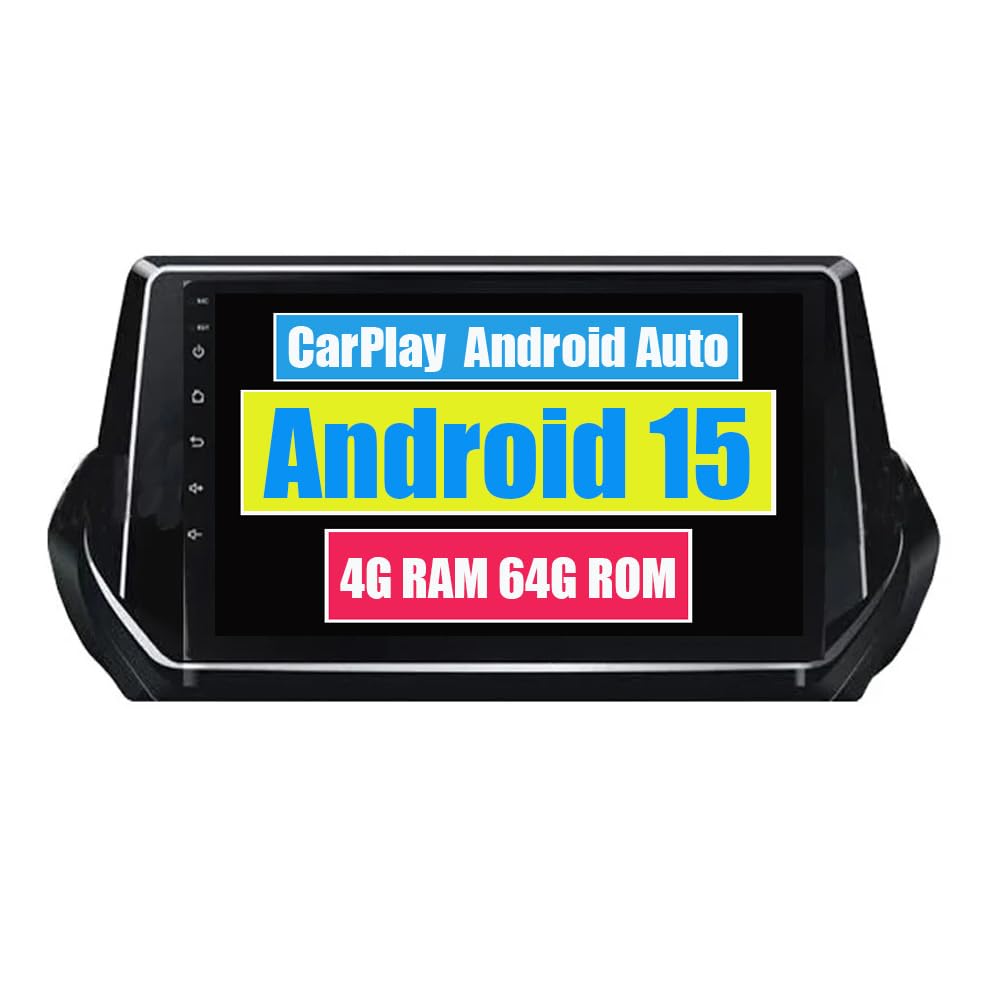 RoverOne Autoradio CarPlay pour Peugeot 2008 208 2019 2020 2021 2022 Android Auto Écran Tactile Bluetooth WiFi Radio Player