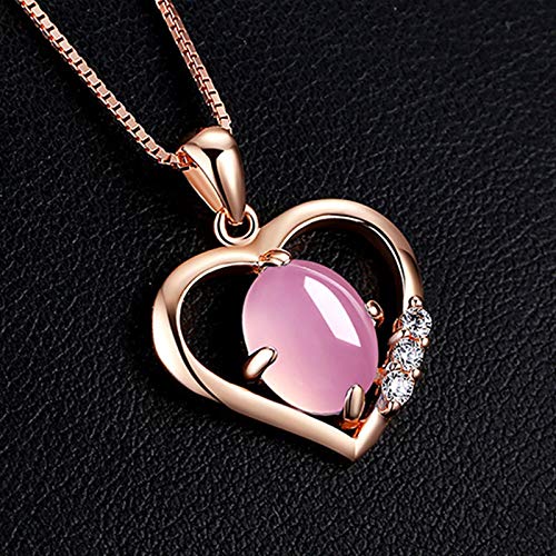 Ringen Fashion 18K złoty naszyjnik klasyczne naszyjniki w kształcie serca wisiorki z różowym kamieniem kolor srebrny łańcuszek kobiety prezent