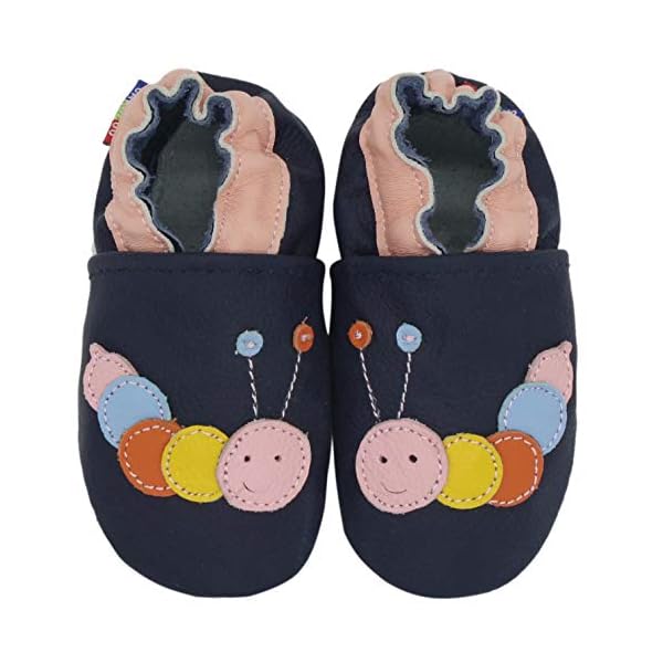 Carozoo Weiche Baby Kinder Lederschuhe mit weichen Wildledersohlen. Krabbelschuhe. Babyschuhe.Jungen. Mädchen.0-6 Monate…