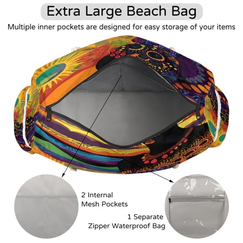 Large Beach Tote Bags for Women, Waterproof Beach Bag with Zipper, Swim Pool Tote Bags 5