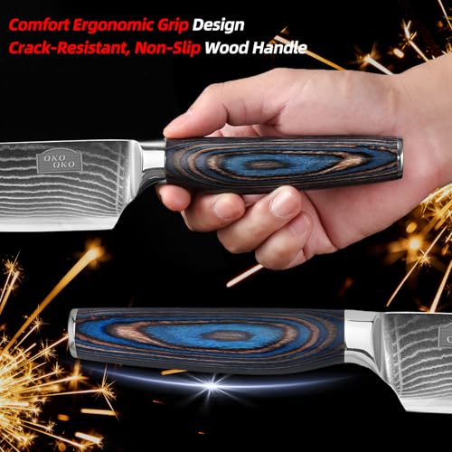 QKOQKO Damascus Chef Knife, 8-Inch Kitchen Knives with 9Cr18MoV Steel Core, Japanese Chef Knife with Durable Wood Handle - Professional Razor Sharp Cooking Chef Knife for Kitchen with Gift Box - image 4