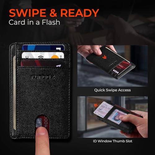 RUNBOX Slim Minimalist Front Pocket RFID Blocking Leather Wallets for Men and Women Card Holder Wallets Gifts for men — view 6