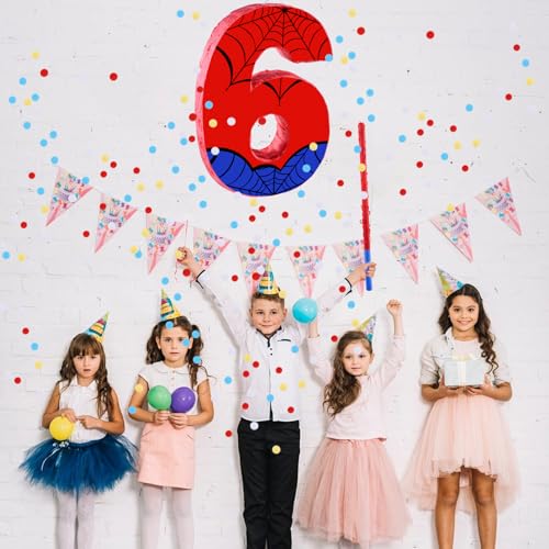 Piñata araignée numéro 6 pour offrir une surprise originale d'anniversaire 6 ans - 6
