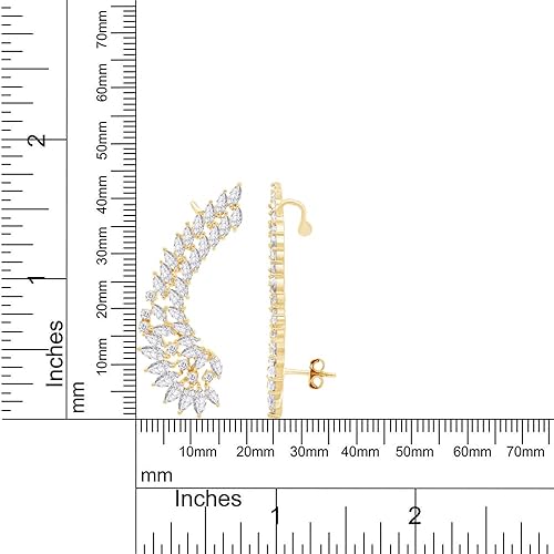 Miniatura 4 de Pendientes grandes con forma de ala de ángel, circonita cúbica en oro sobre plata de ley
