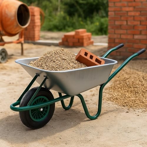 TuffLine Wheelbarrow Wheel with 85-Litre Capacity, Galvanised Steel Tub, Pneumatic Tyre for Rough Terrain, Ergonomic Handles for Heavy Garden Tasks, Builders Barrow 8 TuffLine Wheelbarrow Wheel with 85-Litre Capacity, Galvanised Steel Tub, Pneumatic Tyre for Rough Terrain, Ergonomic Handles for Heavy Garden Tasks, Builders Barrow - Image 8