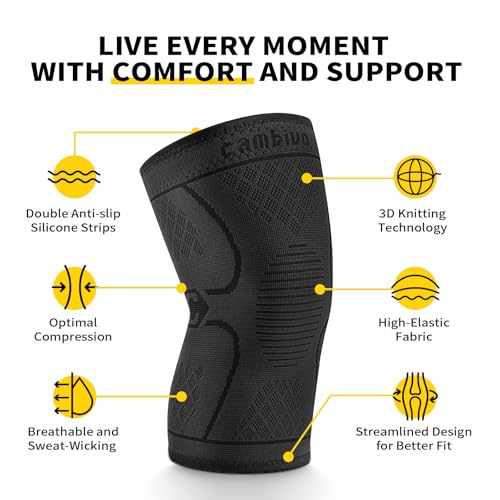 image for CAMBIVO 2 Pack Knee Brace, Knee Compression Sleeve for Men and Women, 
