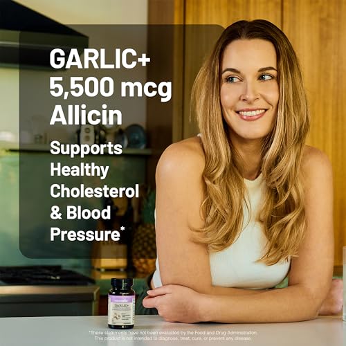 NatureWise Garlic Extract 5,500 mcg Allicin Supplement - Healthy Cholesterol & Blood Pressure Formula + Vitamins B & C - Vegan Tablets w/Enteric Coating, Non-GMO, Gluten-Free, 60 Count [30-Day Supply] - image 2