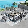 SUNSHINE VALLEY Patio Dining Set for 6, 64" Rectangle Metal Table, 6 Chairs