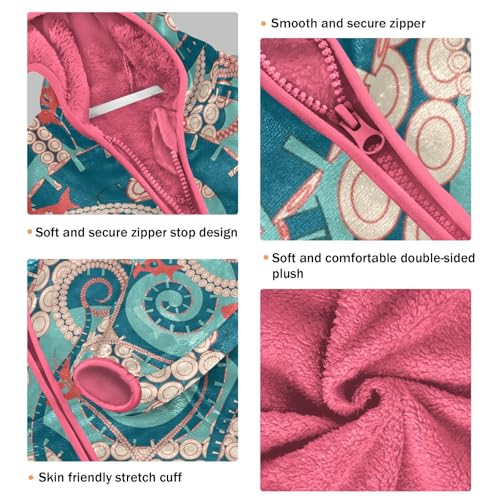 OTVEE Octopus Tentacles Marine Life Kids Hoodie Jacket Fall Spring Full Zip Warm Outwear Coat3