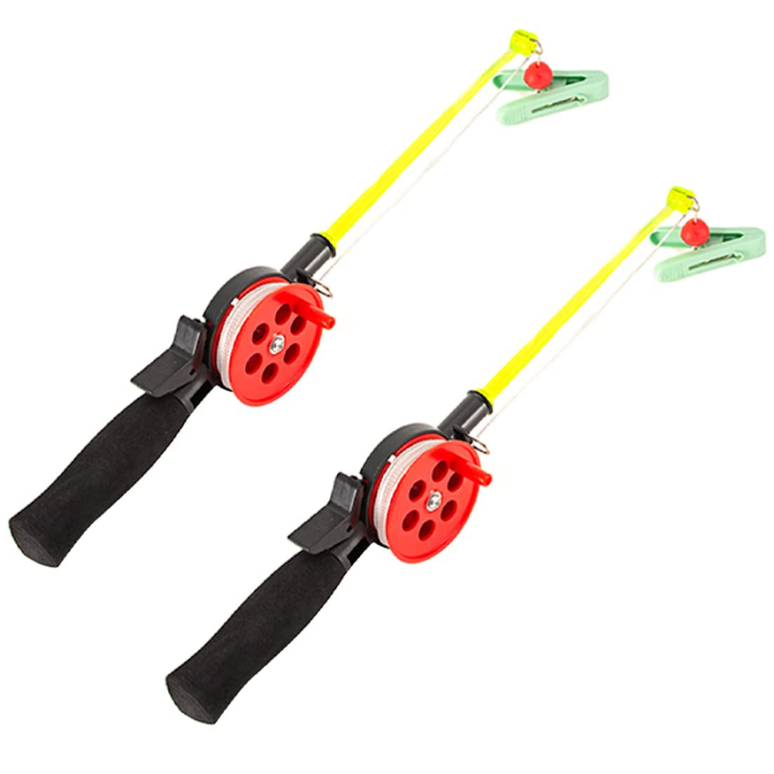 Mini Glace à pêche à la pêche à la Canne à crevettes Crabe avec Clip Bobine Kids Pool crabbbing Ensemble 2pcs Accessoire Sportif pour l'été