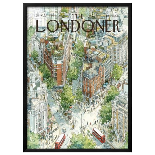 Affiche de Londres aquarelle haut de gamme avec cadre noir de qualité