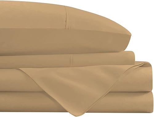 Miniatura 25 de Juego de sábanas de 4 piezas de 800 hilos, 100% algodón natural puro, color naranja, se adapta a colchones de hasta 32 pulgadas de profundidad,