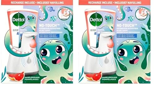 Dettol No Touch Kit Classic Distributeur Automatique de Savon, Pamplemousse, 250ml (Lot de 2)