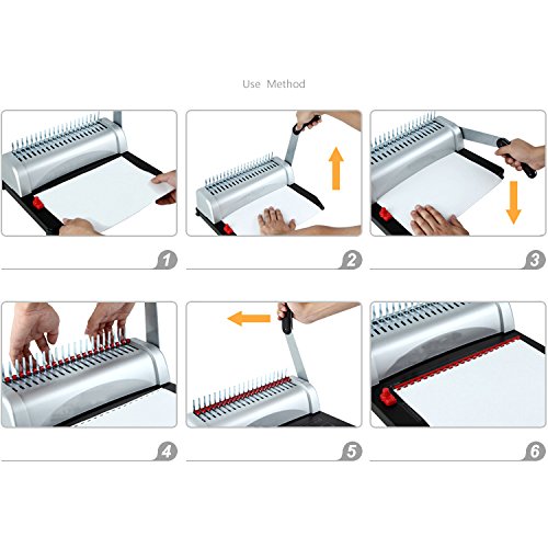 Alwaysprekit Binding Machine 21-Hole 450 Sheets Paper Comb Punch Binder Binding Machine Scrapbook Perfect for Daily Office Documents