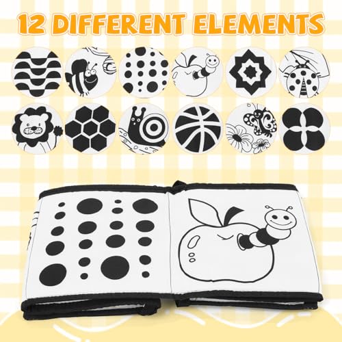 Image of SNOWIE Soft High Contrast Black White Cloth Book Crinkle Sensory Tummy Time