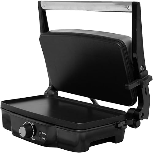 Miniatura 10 de IMUSA Prensa eléctrica Panini de acero inoxidable de 12 x 10 pulgadas con control de temperatura, placas antiadherentes para sándwiches, paninis a