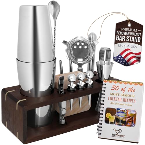 BarMaster&reg; Cocktail Shaker Set &ndash; Bartender Kit with Bar Tools & Accessories &ndash; Mixology Set for...