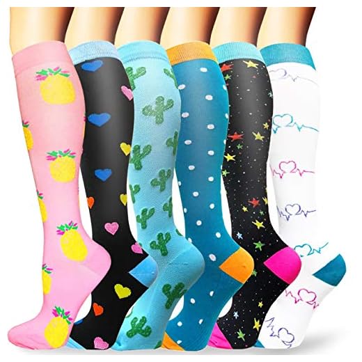 Sooverki Medias de compresión, Calcetines de compresión Mujer y Hombre, Calcetines Compresivos Enfermera para Trabajo, Ciclismo, Trotar, Correr, Deporte, Volar, Viajar 6A-multi-6 pares S/M