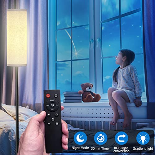 Qaubauyt Floor Lamp For Living Room Bedroom,Modern Led Floor Lamp With Remote Control And Stepless Dimmable Colors Temperature & Brightness,Standing Lamps Tall Lamp, 9W Bulb Included(White) #TOP4