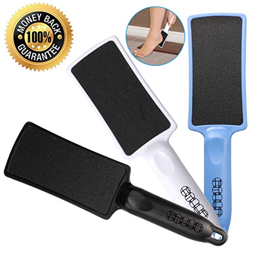 3pc Callus Remover Foot Files, 2 Side Grits Pedicure Foot Rasp (Blue, White & Black)