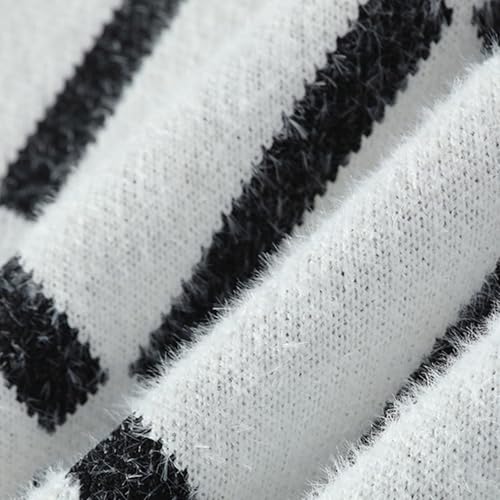 Sweater for Men Fall Color Block Patchwork Graphic Y2k Crewneck Casual Knit Pullover Vintage Knitted Sweaters2