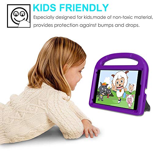 Ipad Mini 5/4/3/2/1 Case For Kids, Suplik Durable Shockproof Protective Handle Bumper Stand Cover With Screen Protector For Apple 7.9 Inch Ipad Mini 5Th (2019),4Th,3Rd,2Nd,1St Generation, Purple #TOP4