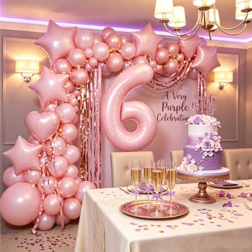 Image of Number Balloons Pink Party Balloon - Giant Number 6 Balloon, 40 Inch Large Balloon, Birthday Decorations for Women, Birthday Balloon for Anniversary Baby Shower Princess Party Decorations
