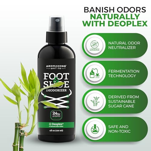 Aromasong Natural Shoe Deodorizer and Foot Spray - 24-Hour Freshness Foot Odor Eliminator for Feet - Extra Strength Fresher for Smelly Shoes & Stinky Feet Spray with Refreshing Scent, 4oz