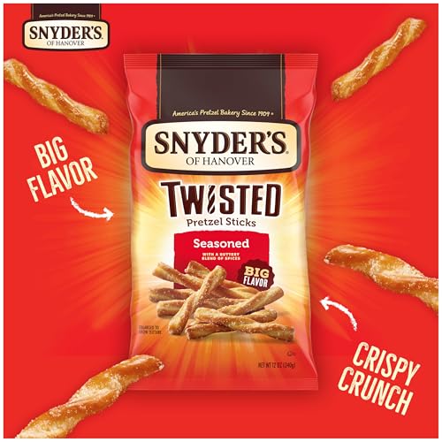 Image of Snyder's of Hanover, Seasoned Twisted Pretzel Sticks, 12 Oz Bag (Pack of 3)