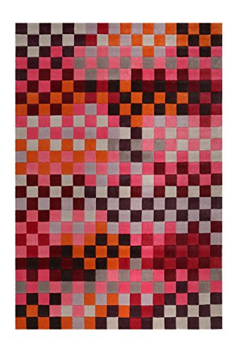 Tapis Pixel multicolore ESPRIT tufté main, 170 x 240 cm, tons rouges, rose, orange et marron