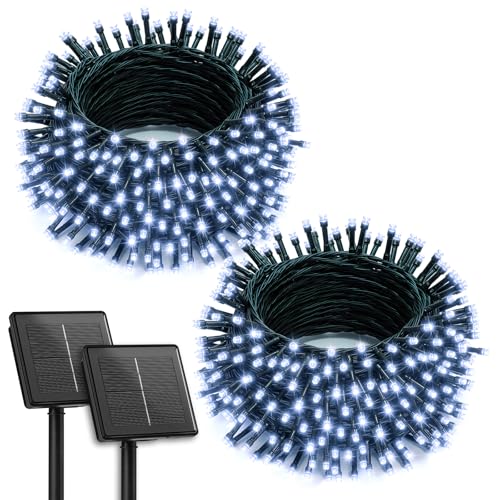 Brightown 2 Pack Solar Christmas String Lights Outdoor, Total 144Ft 400 LED Twinkle Fairy Lights...