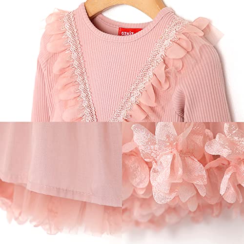 Ozkiz 'Rubble Flower' Pink Casual Party Birthday Tutu Ruffle Dress for Girls Toddler Dresses, US Size 3T~7Y2