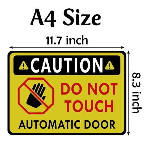Image of CVANU Caution Do Not Touch Automatic Door Warning Safety Self-Adhesive Waterproof PVC Vinyl Sign Sticker Size (11.7inchX8.3inch) Pack of 10