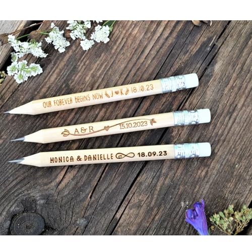 Crayons en bois rustiques jfs gravés pour décoration de fête prénatale