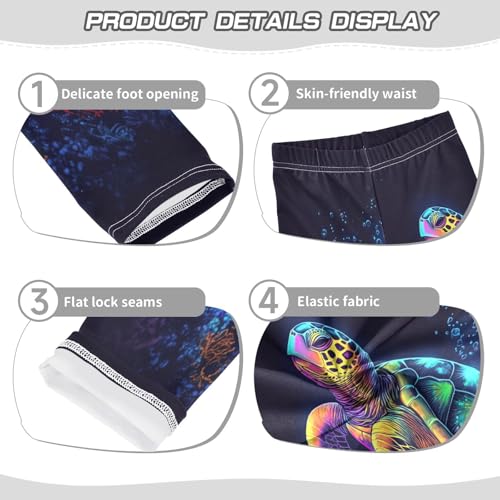 Rainbow Sea Turtle Ccoral Reef Girls Casual Leggings for Kids Printed Long Pant Bottoms Stretch and Soft3