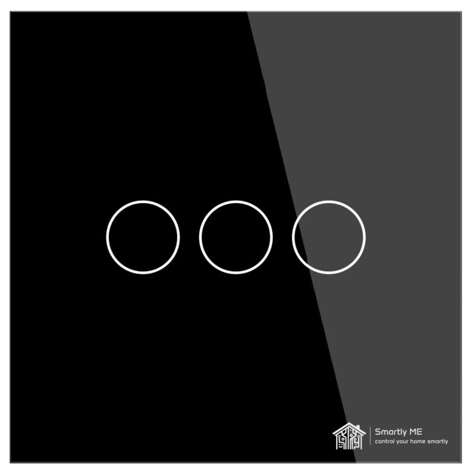 WiFi Smart Wall Light Switch, No Neutral Wire Required, No Hub Needed, Compatible with Alexa, Google Home & Yasmina, APP Remote Control, Voice Control, Touch Panel, 3 Gang, Black