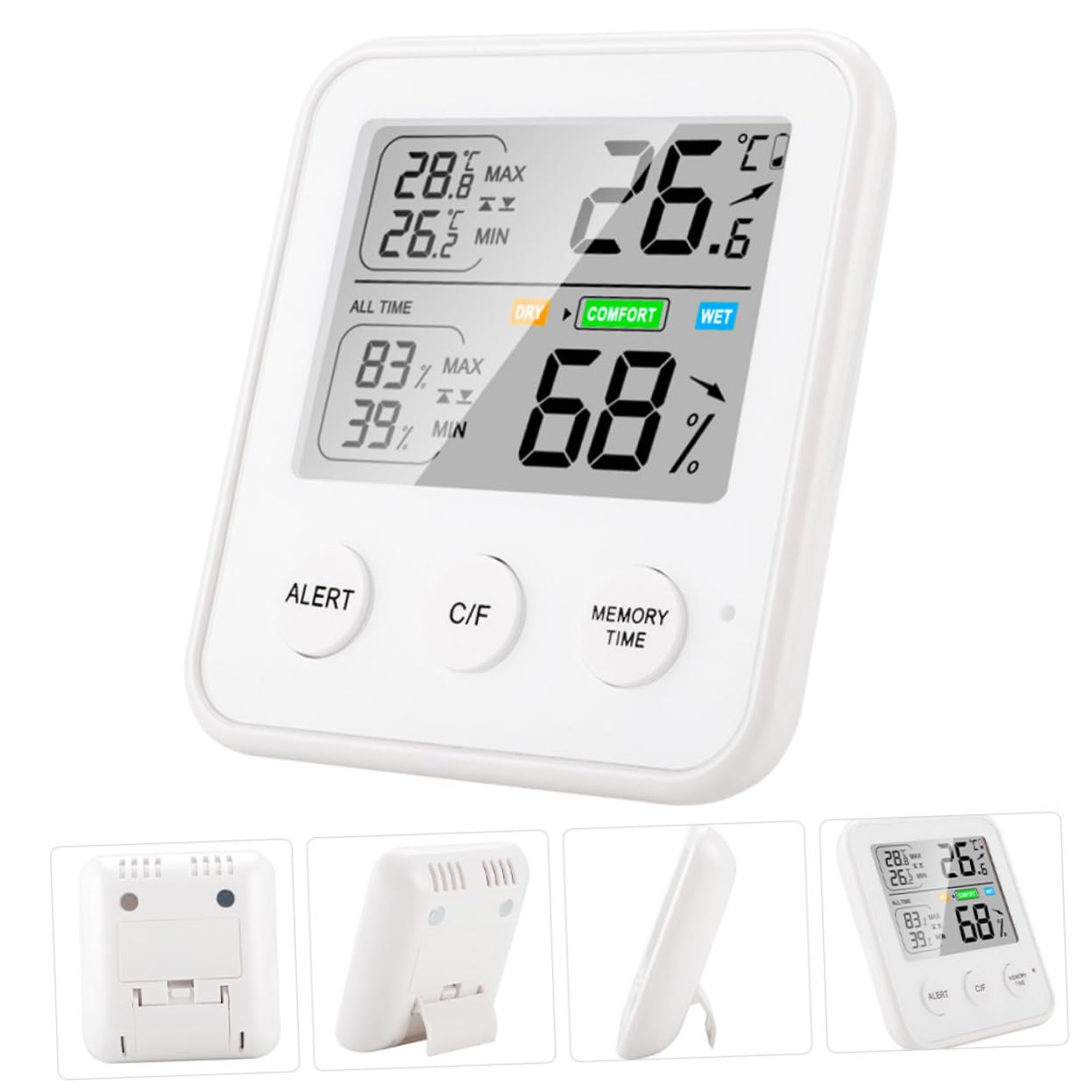 Kisangel 3pièces Thermomètre Numérique Hygromètre Intérieur Multifonction Avec Affichage Température Humidité Horloge Et Calendrier Pour Chambre Le Salon Salle De Bain